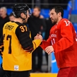 GANGNEUNG, SOUTH KOREA - FEBRUARY 25: Germany's Patrick Reimer #37 shakes hands with Olympic Athletes from Russia's Pavel Datsyuk #13 after an overtime win for Team Olympic Athletes from Russia during gold medal round action at the PyeongChang 2018 Olympic Winter Games. (Photo by Matt Zambonin/HHOF-IIHF Images)

